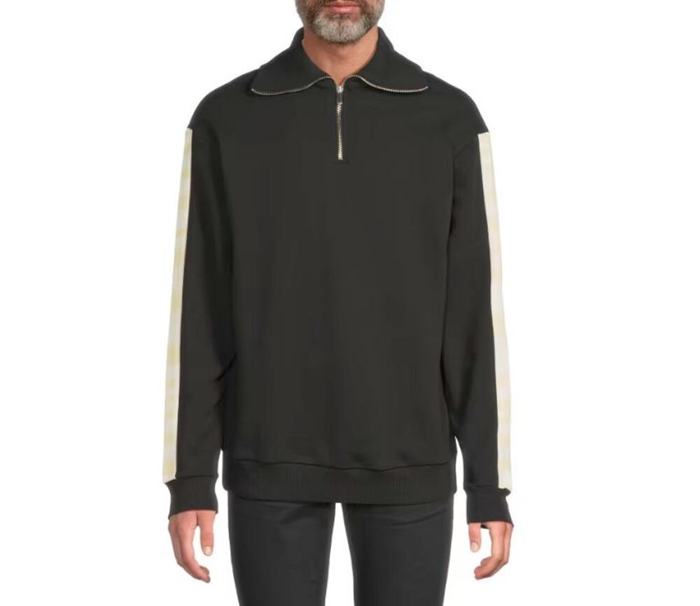 $795 NWT M Missoni Zigzag Stripe 100% Cotton Black Quarter-Zip Sweatshirt Size S